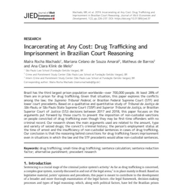 L’incarcération à tous prix : Le trafic de drogue et l’incarcération au centre du raisonnement des tribunaux brésiliens