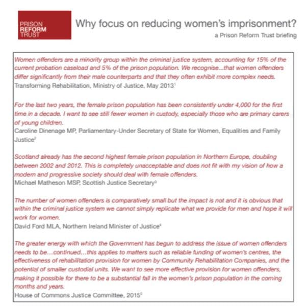 Why focus on reducing women’s imprisonment?