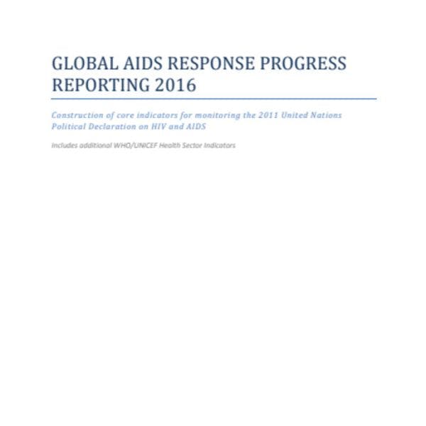 Global AIDS response progress reporting 2016: Construction of core indicators for monitoring the 2011 United Nations Political Declaration on HIV and AIDS