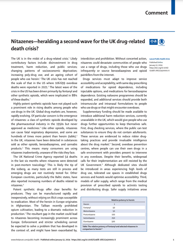 Nitazenes—heralding a second wave for the UK drug-related death crisis?