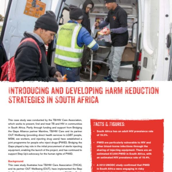 Introducción y fomento de estrategias de reducción de daños en Sudáfrica