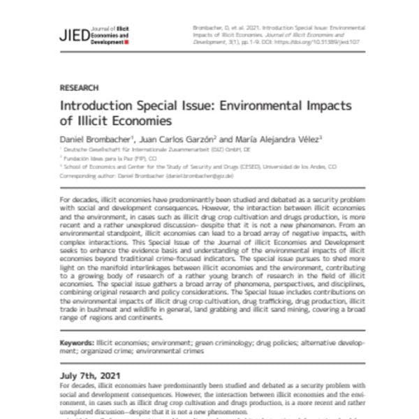 Introduction special issue: environmental impacts of illicit economies