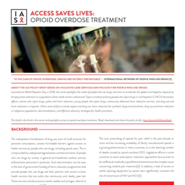 Access saves lives: Opioid overdose treatment 