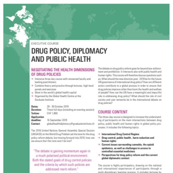 Política de drogas, diplomacia y salud pública: Negociar la dimensión sanitaria de las políticas de drogas