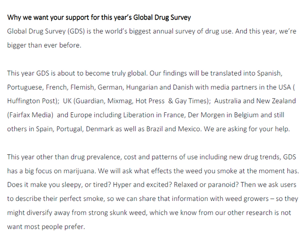 Participez à l'enquête mondiale sur la drogue!