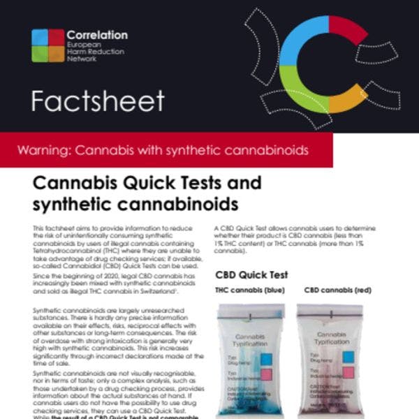 Tests rapides de vérification du cannabis et  cannabinoïdes synthétiques - Fiche d'information