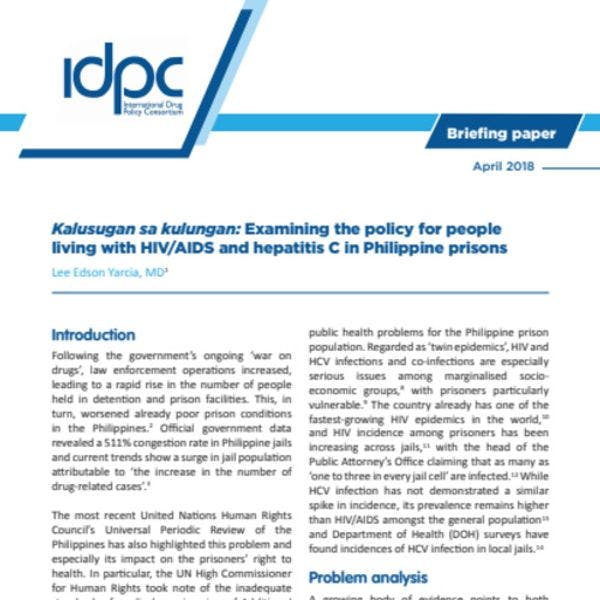 Kalusugan sa kulungan: Examining the policy for people living with HIV/AIDS and hepatitis C in Philippine prisons