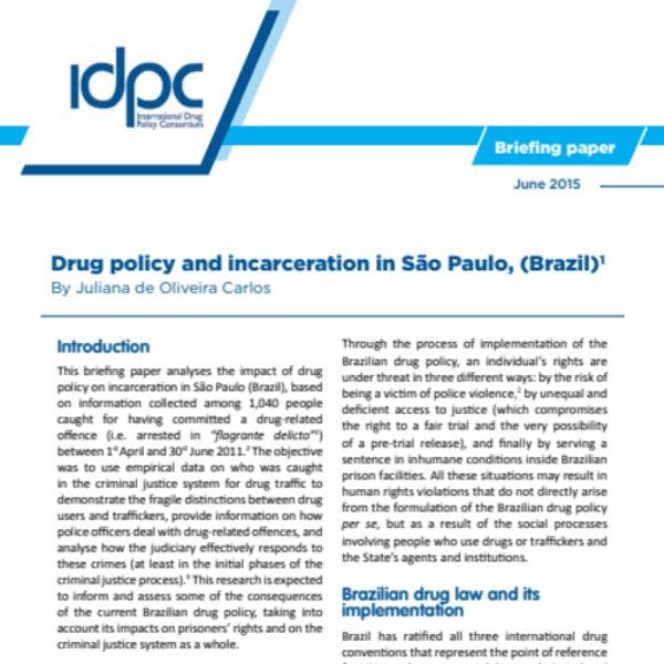 IDPC briefing paper - Drug policy and incarceration in São Paulo, Brazil