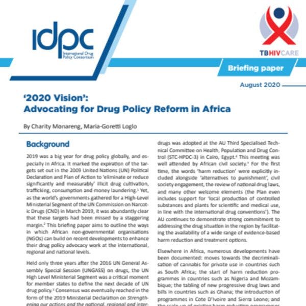 Incidencia política para la reforma de las políticas de drogas en África - 2020