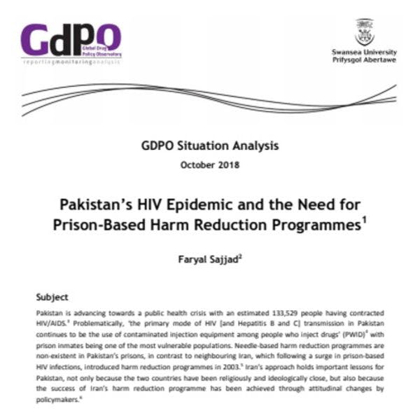 Pakistan’s HIV epidemic and the need for prison-based harm reduction programmes