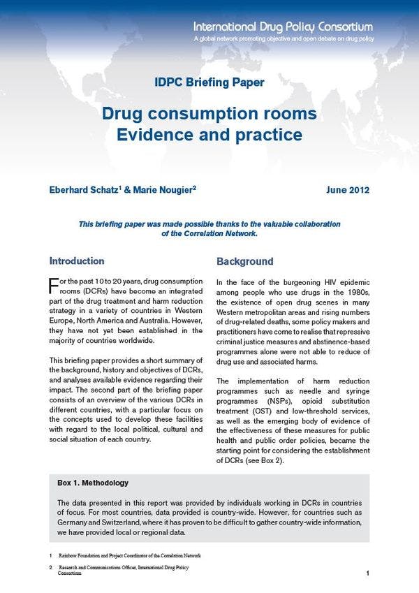 IDPC Briefing Paper - Drug consumption rooms: Evidence and practice