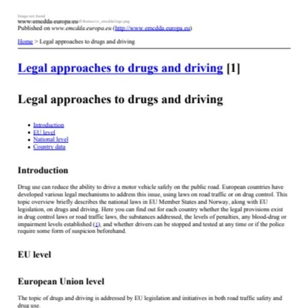 Legal approaches to drugs and driving
