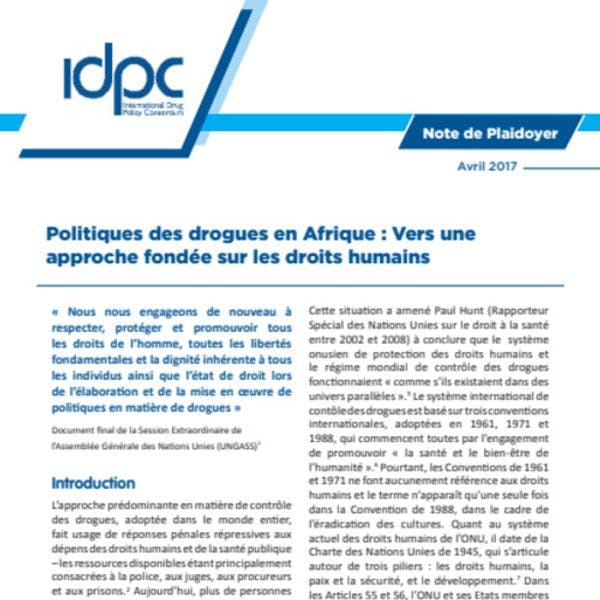 Politiques des drogues en Afrique: Vers une approche fondée sur les droits humains