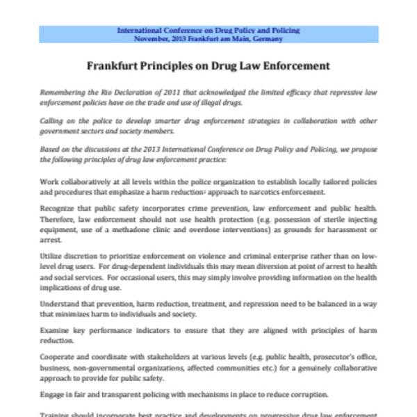 The Frankfurt principles on drug law enforcement