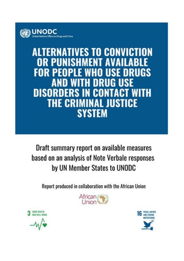 Alternatives à la condamnation ou aux sanctions disponibles pour les personnes usagères des drogues et souffrant de troubles liés à l'usage de drogues en contact avec le système de justice pénale