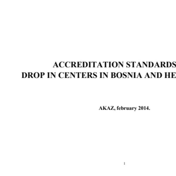 Accreditation standards for drop-in centres in Bosnia and Herzegovina