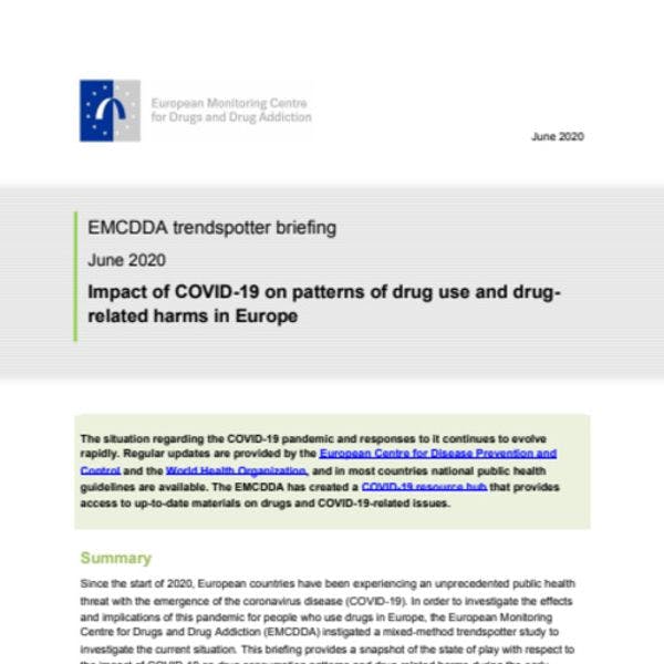 Nota informativa del identificador de tendencias de OEDT: Impacto del COVID-19 sobre patrones de consumo de drogas y daños relacionados con drogas en Europa