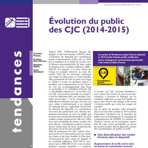 Évolution du public des consultations jeunes consommateurs (2014-2015)