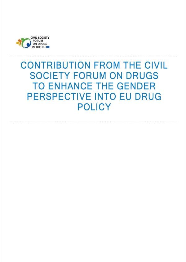 Aporte del Foro de la Sociedad Civil sobre Drogas para realzar la perspectiva de género en las políticas referidas a drogas de la UE