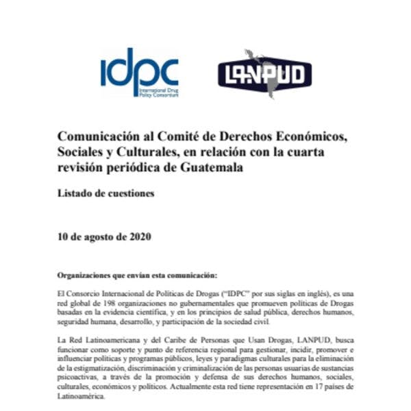 Comunicación al Comité de Derechos Económicos, Sociales y Culturales, en relación con la cuarta revisión periódica de Guatemala
