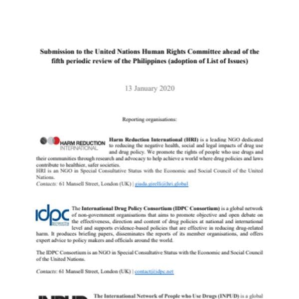 Rapport pour le Comité des droits de l'homme des Nations Unies pour le cinquième examen périodique des Philippines
