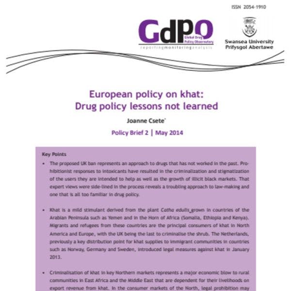 Politique européenne sur le khat: les leçons tirées des politiques des drogues n’ont pas été suivies