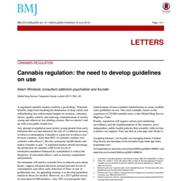 Cannabis regulation: the need to develop guidelines on use