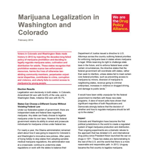 Marijuana legalisation in Washington State and Colorado