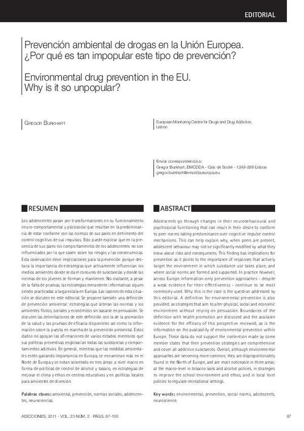 Environmental drug prevention in the EU. Why is it so unpopular?
