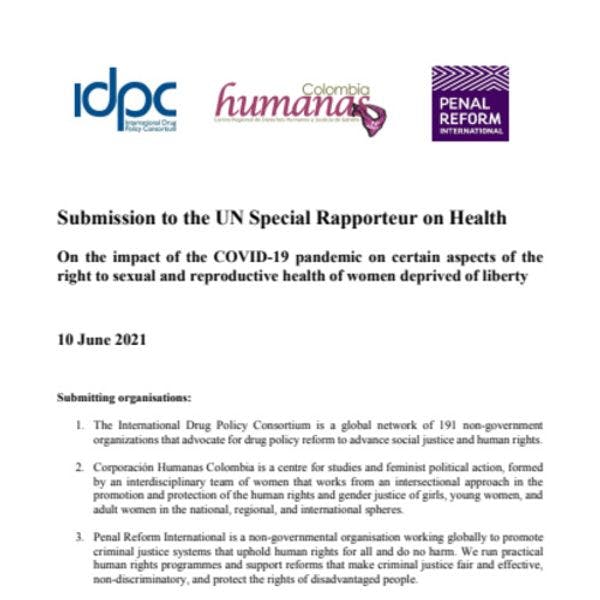 Period poverty in prisons during the COVID-19 pandemic: Submission to the UN Special Rapporteur on health
