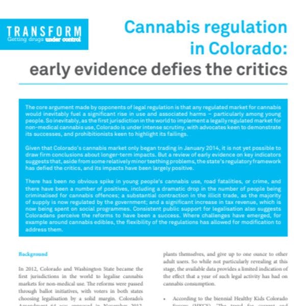 Cannabis regulation in Colorado - Early evidence defies the critics 