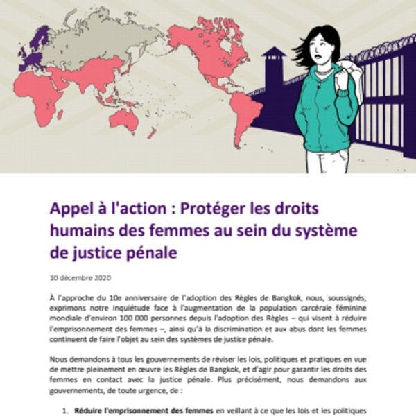Protéger les droits fondamentaux des femmes dans le système de justice pénale - Appel conjoint à l'action