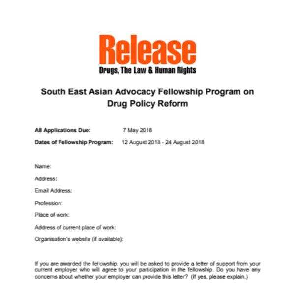 South East Asian advocacy fellowship program on drug policy reform