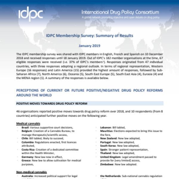 Encuesta de la membresía del IDPC 2018: Resumen de los resultados