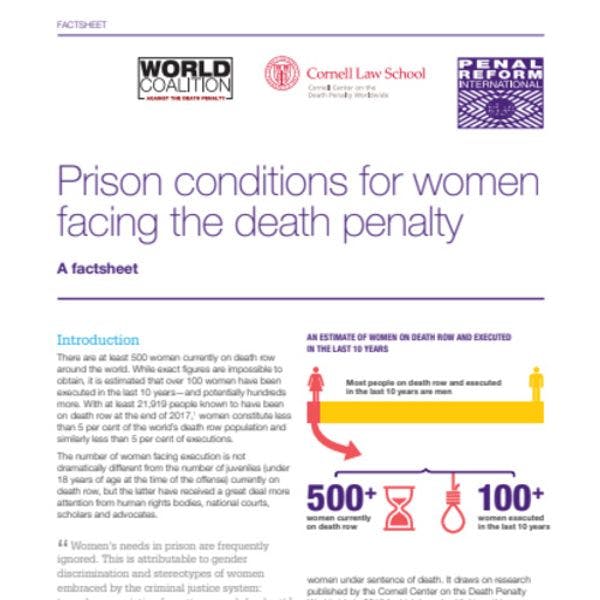 Condiciones penitenciarias para las mujeres que se enfrentan a la pena de muerte