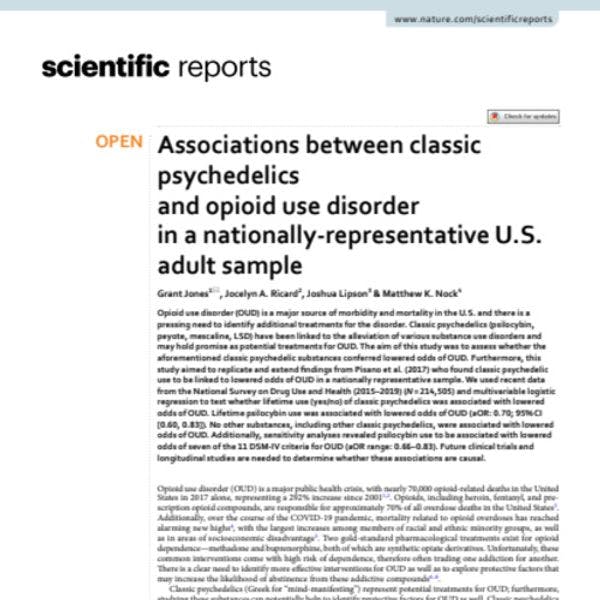 Associations between classic psychedelics and opioid use disorder in a nationally-representative U.S. adult sample