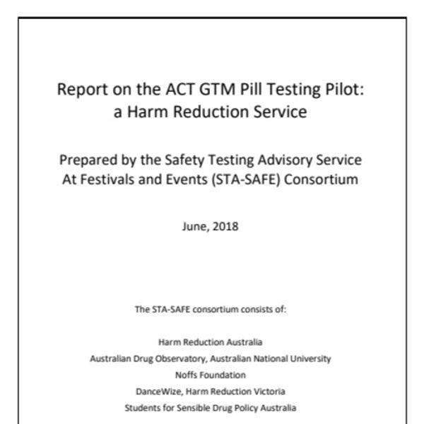 Rapport sur le projet pilote de vérification de pilules mené par ACT GTM: un service de réduction des risques