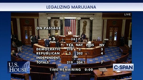 Bill to legalise cannabis passes U.S. House, but faces dim prospects in Senate