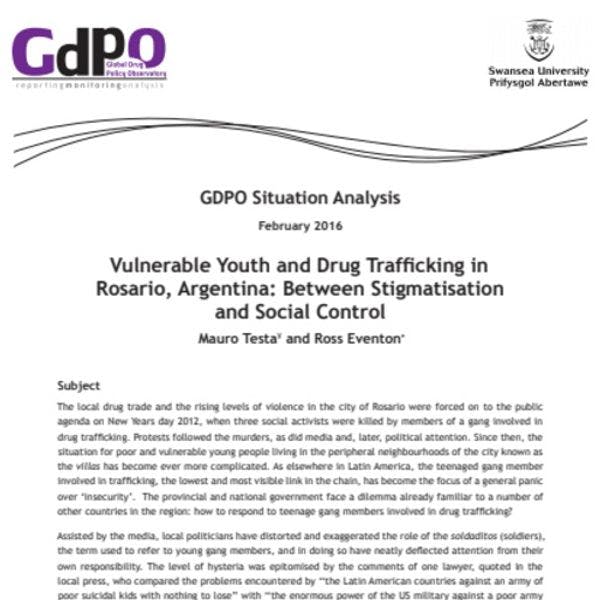 Vulnerable youth and drug trafficking in Rosario, Argentina: Between stigmatisation and social control