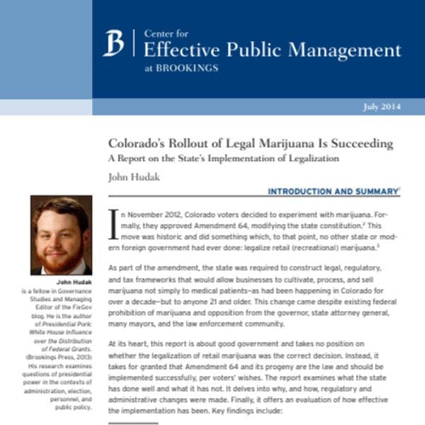 Colorado’s rollout of legal marijuana is succeeding: A report on the state’s implementation of legalization