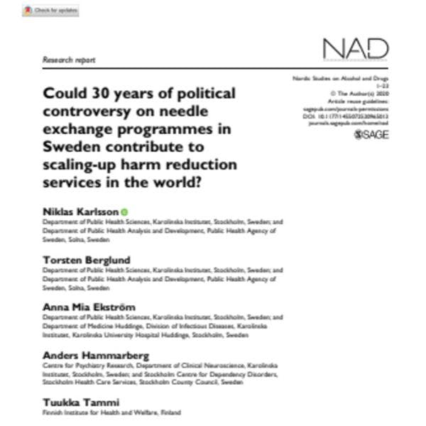 ¿Pueden 30 años de controversia política sobre programas de intercambio de jeringas en Suecia contribuir a ampliar los servicios para reducción de daños en el mundo?