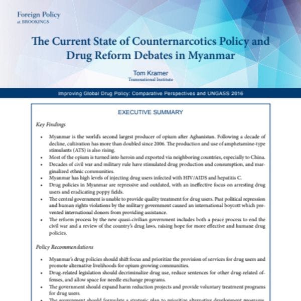 L'état actuel des politiques des drogues et des débats sur les réformes en Birmanie
