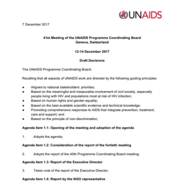 41st UNAIDS Programme Coordinating Board (PCB)