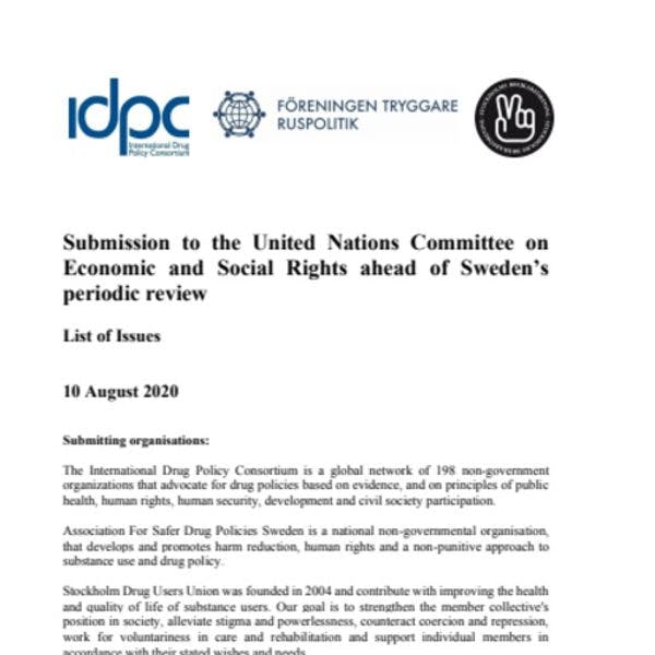 Submission to the United Nations Committee on Economic and Social Rights ahead of Sweden’s periodic review