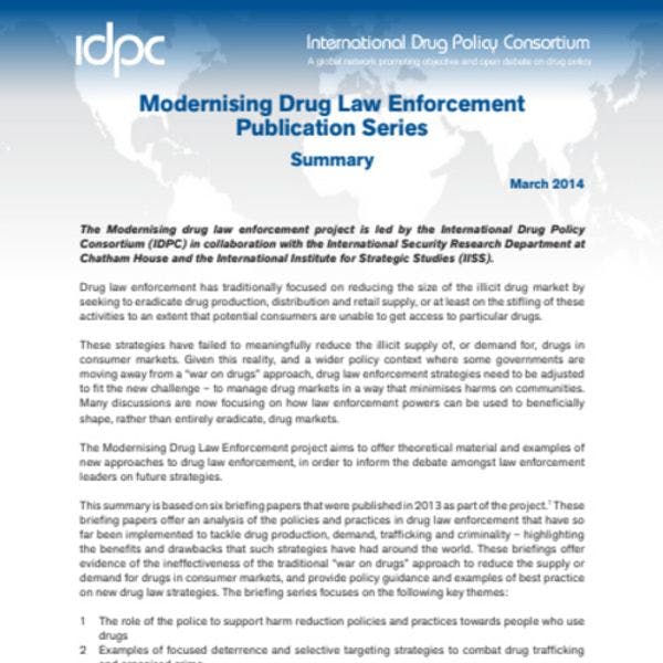 Résumé de la série de publications sur la modernisation de l’application des lois en matière de drogues 
