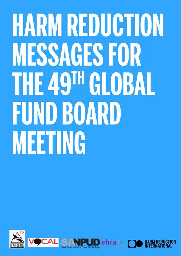 Harm reduction messages for the 49th Global Fund board meeting