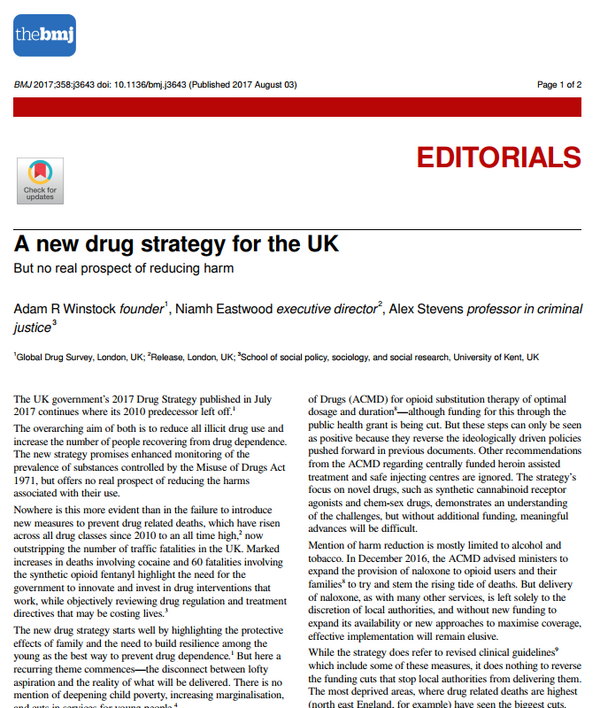 Una nueva estrategia de drogas para el Reino Unido