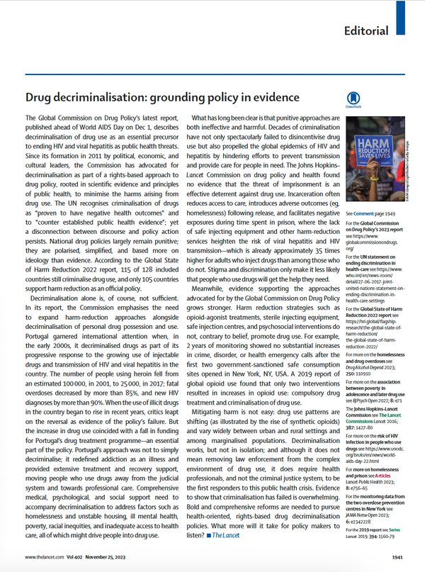Descriminalización de las drogas: fundamentar las políticas en evidencias 