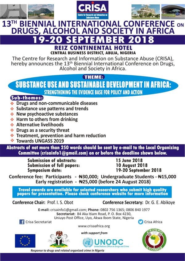 13th Biennial International Conference on drugs, alcohol and society in Africa