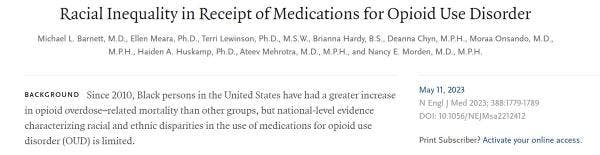 Racial inequality in receipt of medications for opioid use disorder